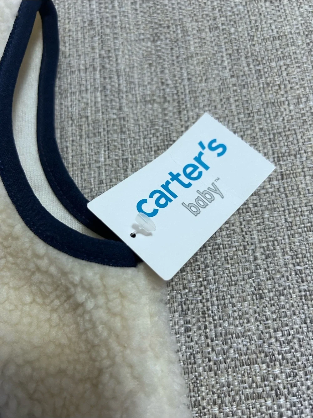 Carter's Cream Sherpa Vest with Navy Trim Size 6M. NWT